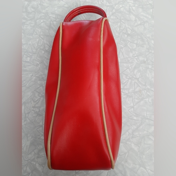 Vintage bowling shoe bag in red and cream toiletry travel case - Picture 3 of 6